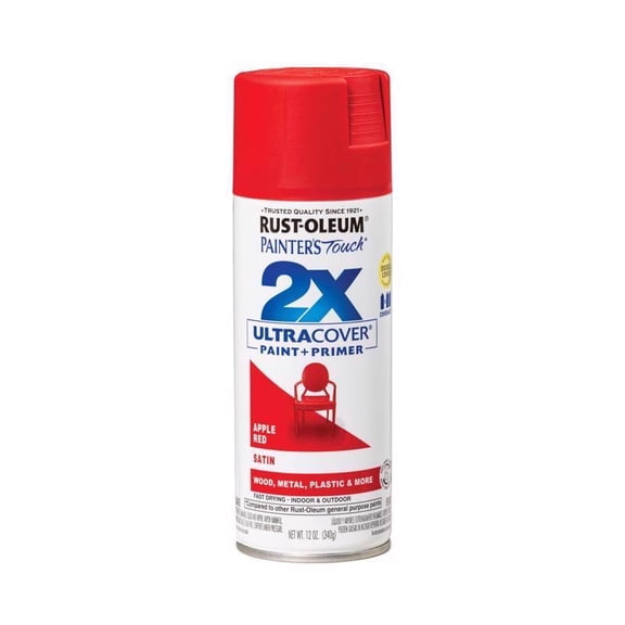 Rust-Oleum Painter's Touch 2X Ultra Cover Satin Apple Red Spray Paint 12 oz