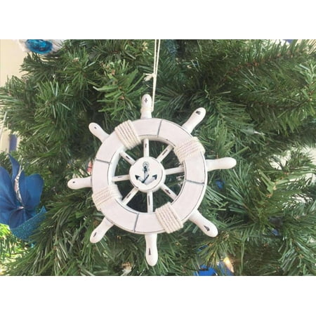 rustic white decorative ship wheel with anchor christmas tree ornament 6 christmas tree decoration - Nautical Christmas Decorations rustic white decorative ship wheel with anchor christmas tree ornament 6 christmas tree decoration - Nautical Christmas Decorations