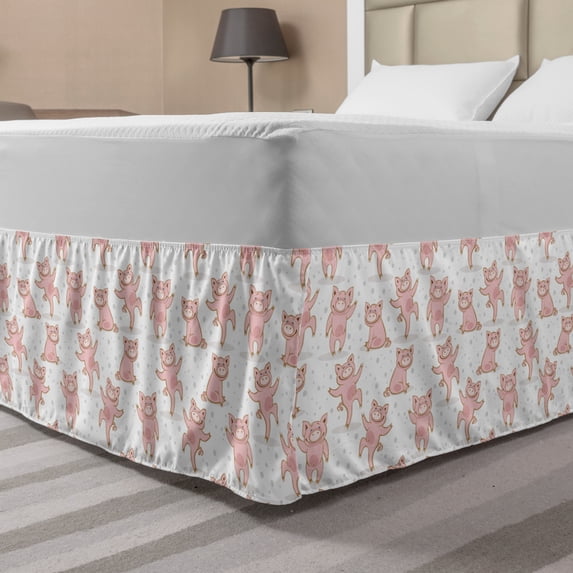 Ambesonne Multi-color Polka Dot Wrap Around Microfiber Bed Skirt, Queen