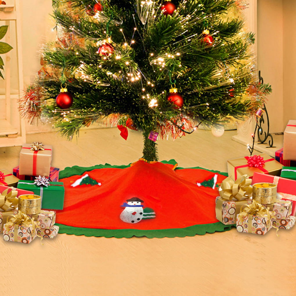 Christmas Tree Skirt Apron Base Cover Snowman Xmas Holiday Decoration Ornaments 