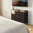 thumbnail image 6 of 52" Long TV Stand with Charging Stake With 8 Storage Drawers Open Shelves Brown, 6 of 6