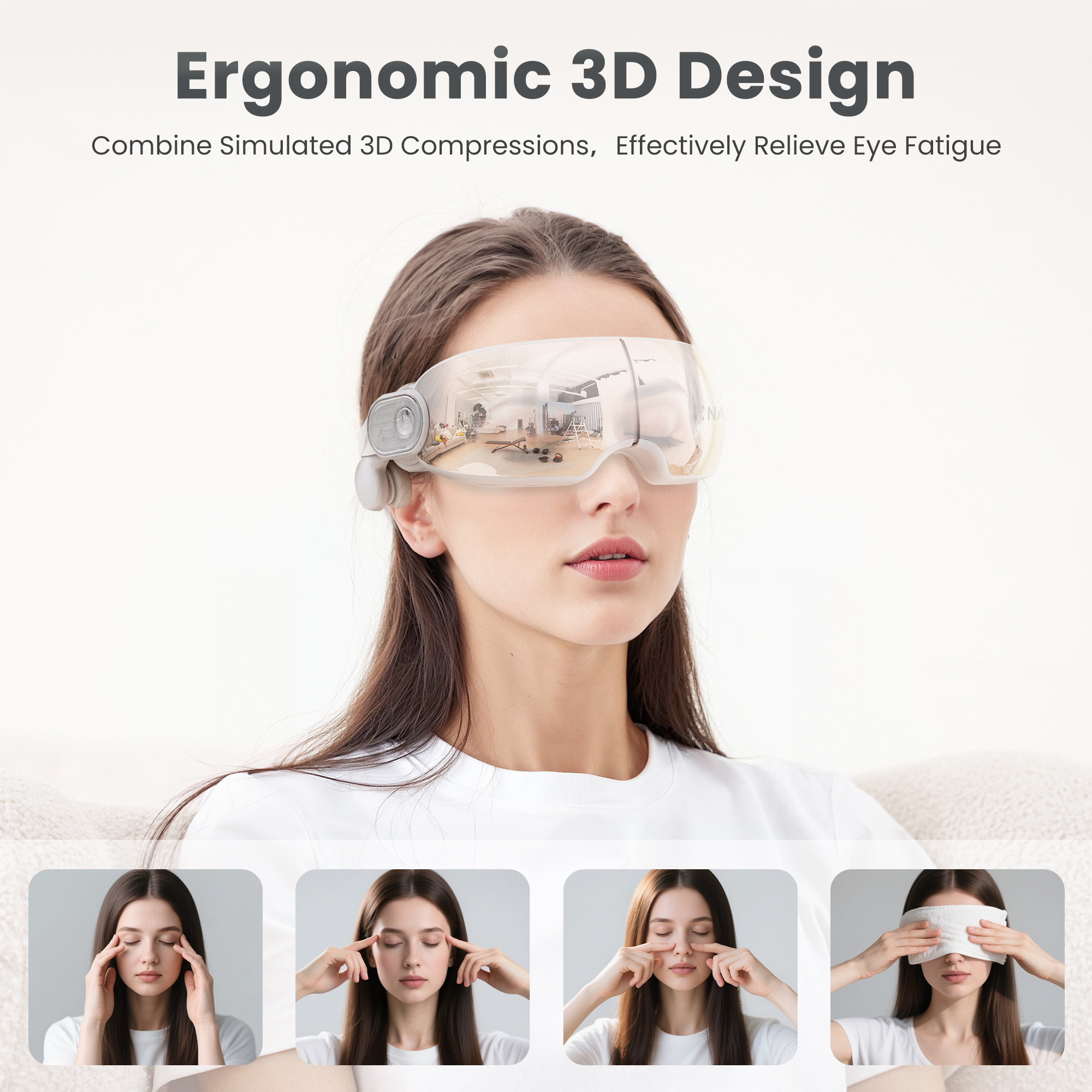 NAIPO Eye Massager with Heat for Migraines Eye Mask with Bluetooth
