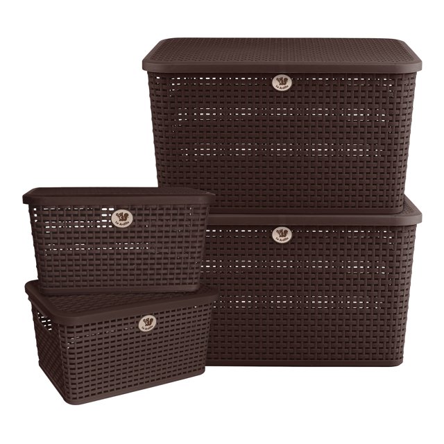 PLASTICOS LA ARDILLA KIT CAJA RTTN C/TAPA CH Y MED 4P CHOCO PLASTICOS LA ARDILLA Tipo Rattan (Chocolate)