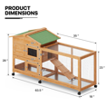 thumbnail image 2 of MoNiBloom 63.5" Wooden Rabbit Hutch Bunny Cage w/Anti-Slip Ramp, Safe & Cozy Small Animal House w/3 Slide-Out Trays, Natural, 2 of 9