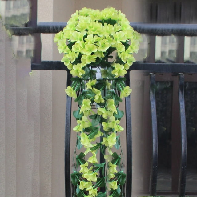 Decoración de pared con flores artificiales de seda violeta | Enredadera floral de tela realista para el hogar y la boda | Decoración para interiores y exteriores con hojas y pétalos realistas