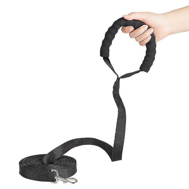 Correa resistente para perros azul de 32 pies, correa de cuerda para perros con mango antideslizante acolchado suave