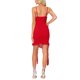 thumbnail image 3 of Vestido midi ajustado sin mangas con tirantes de espagueti y volantes para mujer Inspire Chic L rojo, 3 of 6
