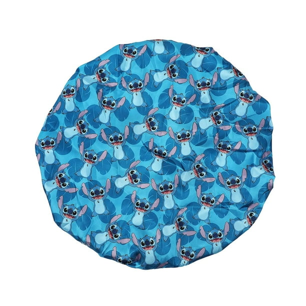 Gorro con estampado de personajes repetidos de Disney Stitch, azul satinado