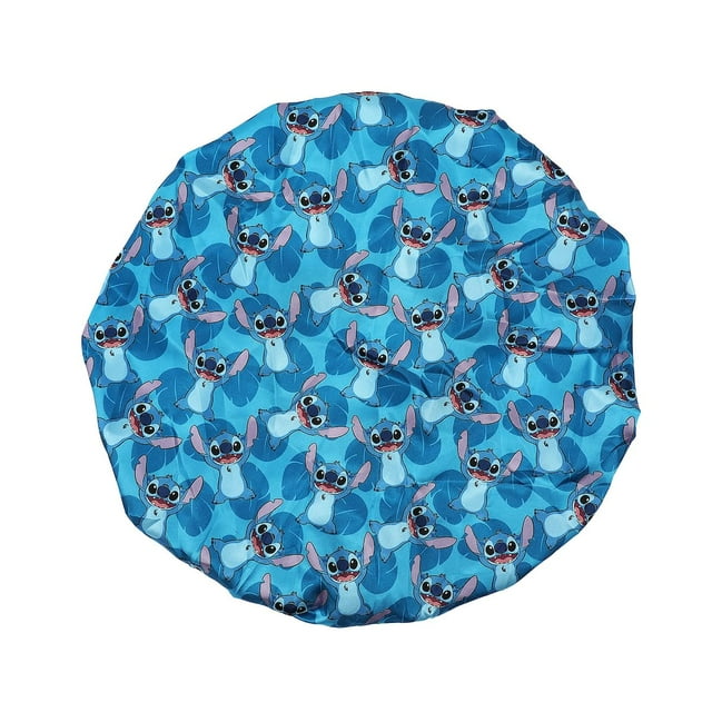 Gorro con estampado de personajes repetidos de Disney Stitch, azul satinado