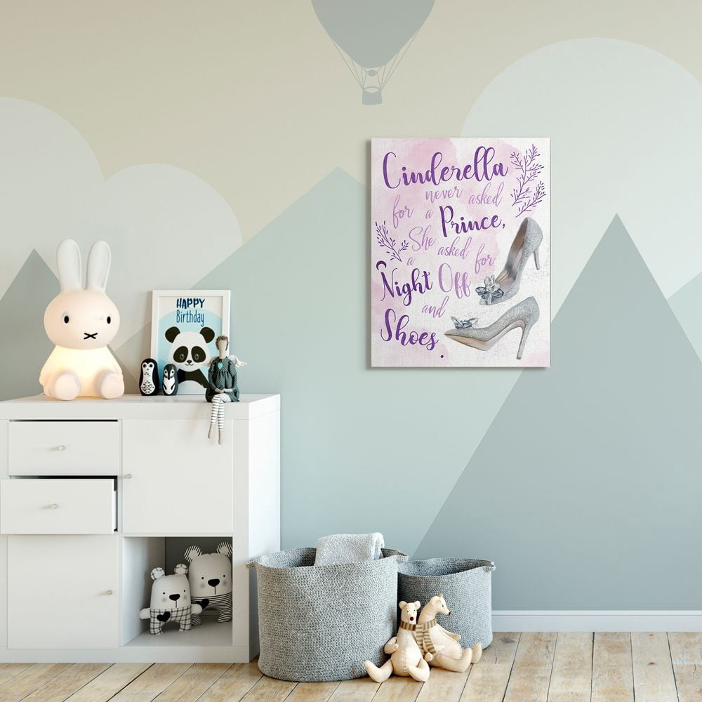 Stupell Industries Princess's Night Off Quote Glam Glitz Heels Fantasy Canvas Wall Art Design by Ziwei Li
