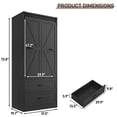 thumbnail image 5 of ChVans 72.8''H Armoire Wardrobe Closet with Sensor Light and 2 Drawer, Farmhouse Bedroom Armoire Cabinet with Hanging Rod, Wooden Wardrobe Cabinet with folding sliding barn door for Bedroom, 5 of 10