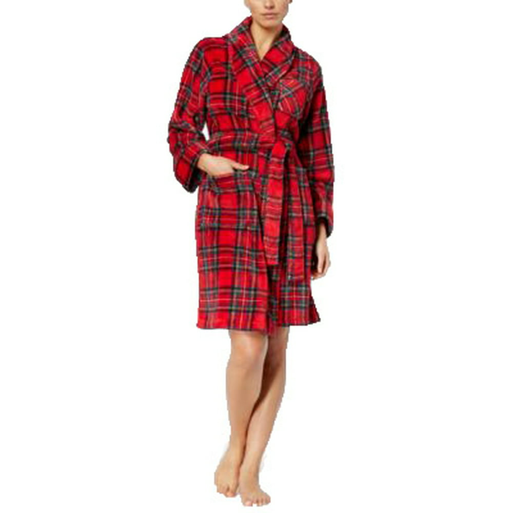 Ralph Lauren - LAUREN Ralph Lauren Womens Folded Plush Short Robe (Red ...