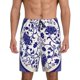 thumbnail image 1 of Balery Blue And White Porcelain Pattern Pantalones cortos de pijama de punto de algodón para hombre con cinturilla y bolsillos-Small, 1 of 6