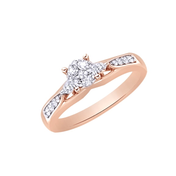 AFFY White Natural Diamond Promise Ring In 10k Rose Gold (0.33 Cttw)