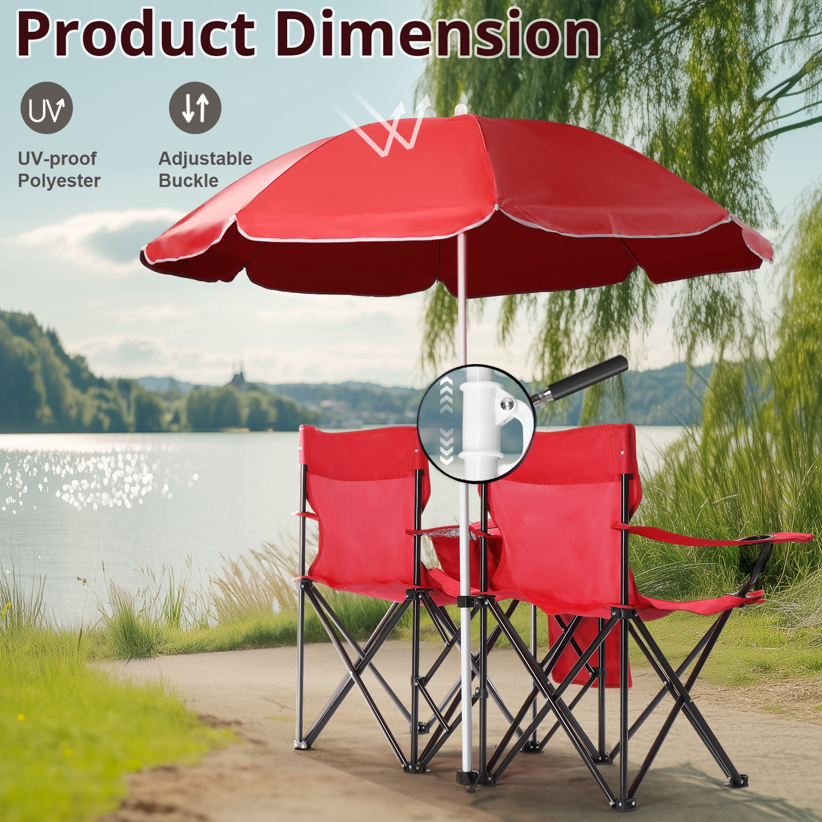 Ktaxon Camping Loveseat Chair, Folding Double Outdoor Chair with