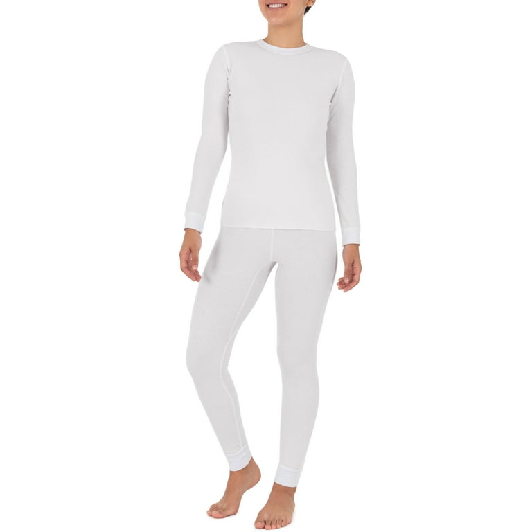 Fruit of the Loom Women's and Women's Plus Long Underwear Waffle Crew Neck  Thermal Top, 2-Pack