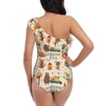 thumbnail image 5 of Gukieu Autumn In The Forest Print One-shoulder Ruffled One-piece Swimsuit with Removable Chest Pads and Tummy-control Swimsuit for Women-Medium, 5 of 6
