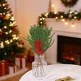 thumbnail image 5 of Bfogop Christmas Pine Cone Red Berry Picks Stems Crafts Branch Christmas Wreath 15Inch, Holly Artificial Evergreen Branches Tiny Pine Cones Picks Decor Picks for Wreaths DIY Xmas Gifts, 5 of 6