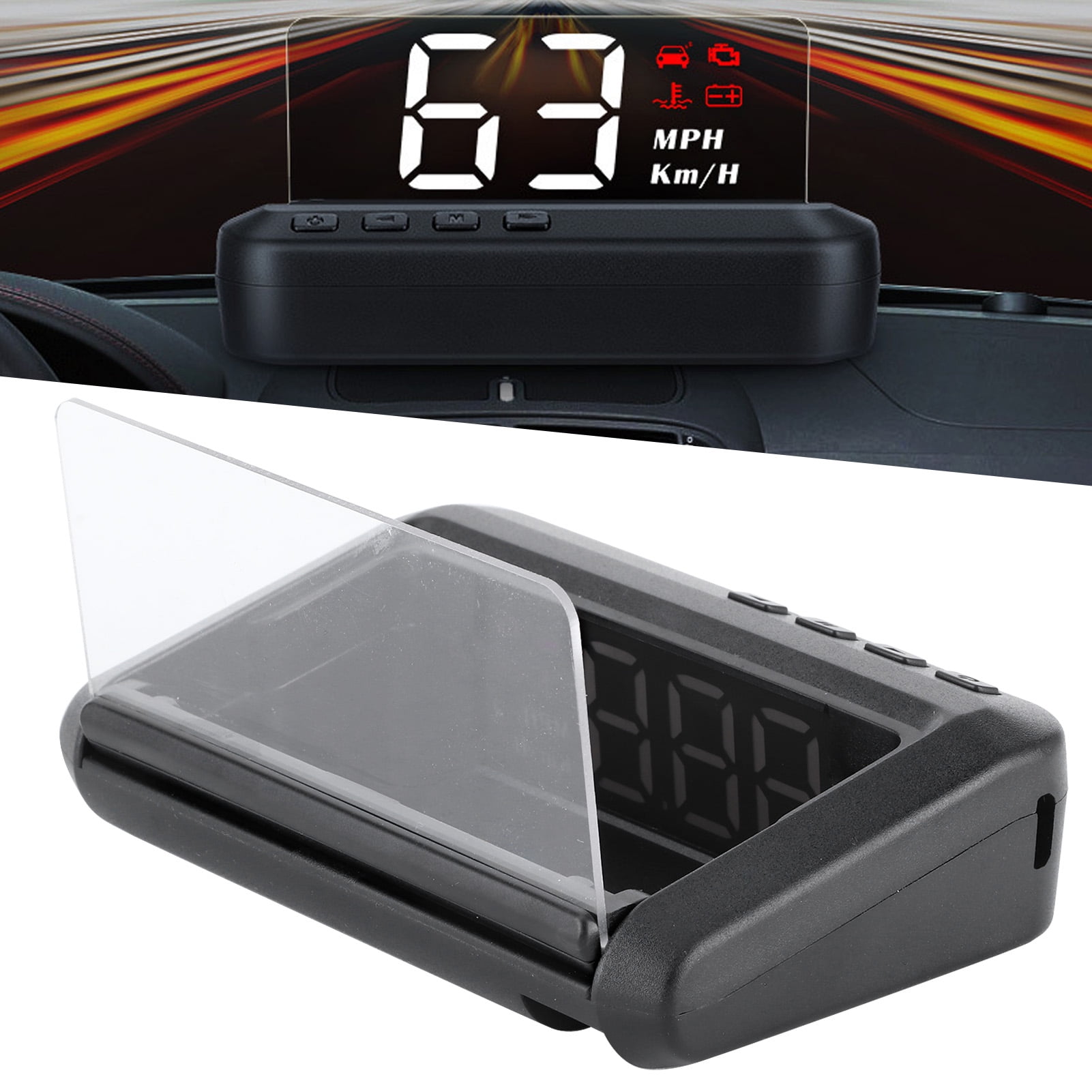ANGGREK HD Heads Up Display For Cars, Car Head Up Display, Universal Voltage Alarm Overspeed Warning Mileage Measurement For All Vehicles Water Temperature Alarm