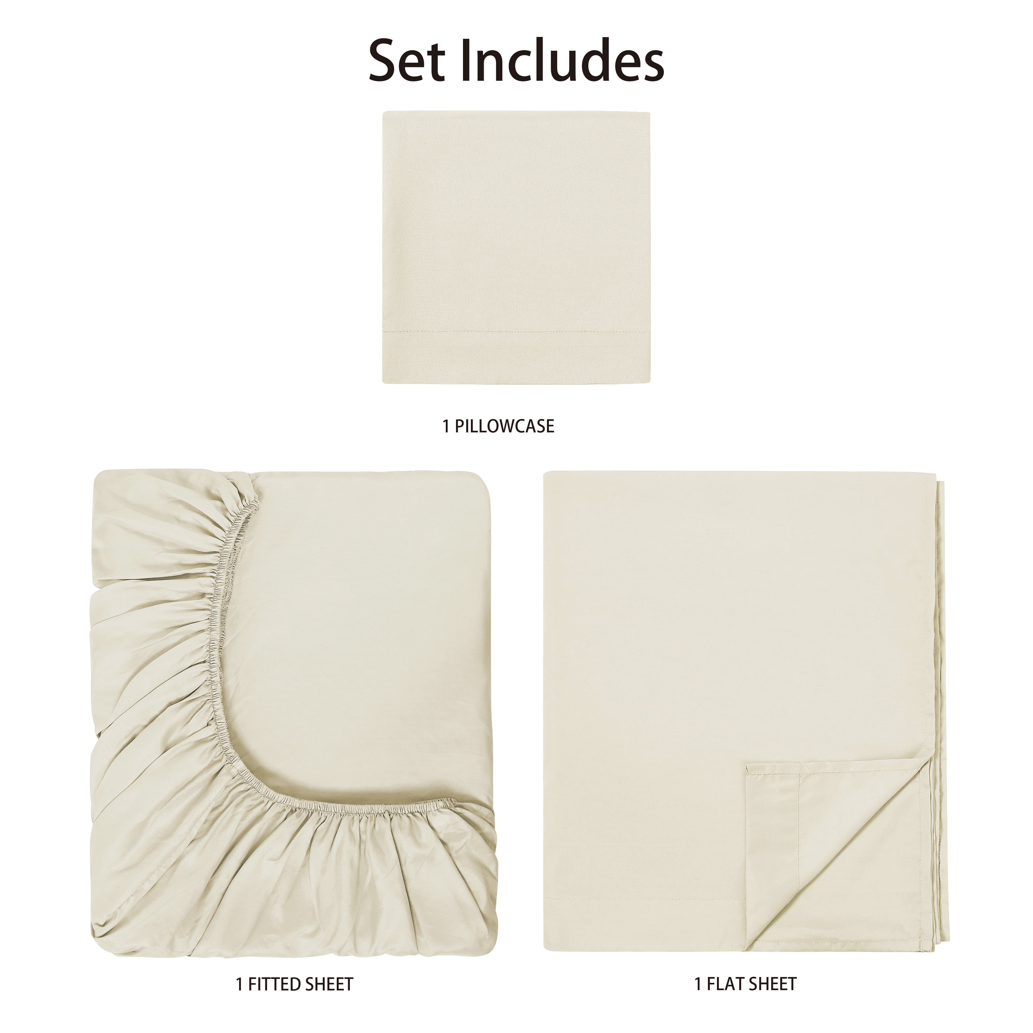 Mainstays Basic Value Microfiber Bed Sheet Set, Fresh Ivory, Twin, 3 Piece