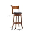 thumbnail image 4 of Benjara Pal 29 Inch Swivel Bar Stool, Solid Wood, Bonded Leather, Walnut Brown, 4 of 5