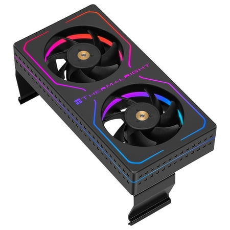 Thermalright MC-2 ARGB Black RAM Cooler, Dual PWM Fans, 5V 3-Pin ARGB Sync, Memory Cooling Fan for DDR DDR2 DDR3 DDR4 DDR5, Easy Clip-On Installation, 3200RPM