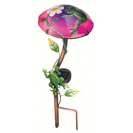 Regal Art and Gift Solar Mushroom Stake with Frog