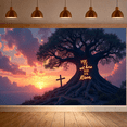 thumbnail image 7 of Easter Themed Sunset Landscape Banner with He not here HE Is Risen Text, Party Background Backdrop Decors for Easter Celebrations Church Events Religious Gatherings Photography Sessions, 7 of 7
