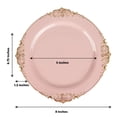 thumbnail image 3 of BalsaCircle 10 Blush  Round 8" Disposable Plastic Salad Dinner Plates Gold Embossed Baroque Trim Party Events Decorations, 3 of 8