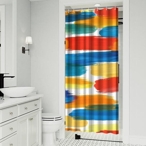 Colorful and Grey Abstract Art Artwork Shower Curtain 36x72in ,Bathroom Decorative Shower Curtains Set with 12 Hooks,Modern Waterproof Washable Shower Curtain