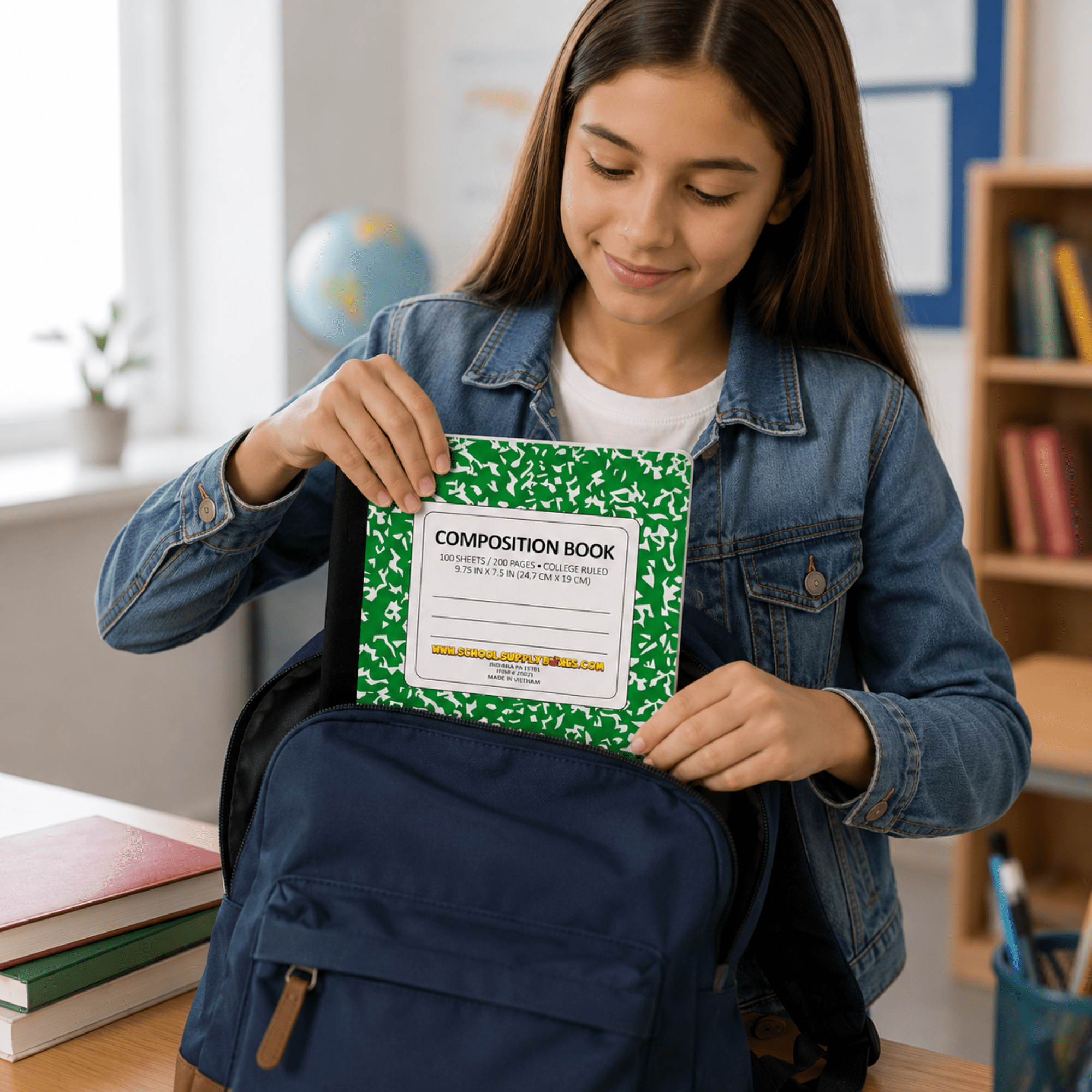 School Supply Boxes | Green, College-Ruled Composition Notebooks | 12 Pack | 100 Sheets, 200 Pages Per Pack