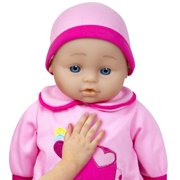 Lissi: 16 Talking Baby Doll Sylvie - Pink & Elephant Outfit, Matching Hat, 6 Interactive Sounds, Bassinet, Care Accessories, Roleplay Toy, Kids 3+