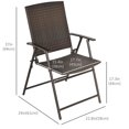 thumbnail image 3 of Outsunny Outdoor Wicker Dining Chair Rattan Foldable Chair Set of 2 Brown, 3 of 10