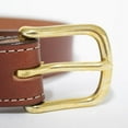 thumbnail image 3 of Amish-Made Leather Dress Belt for Business or Everyday Wear, Goldtone Buckle, 1.25 Inches Wide, Brown, 46", 3 of 6