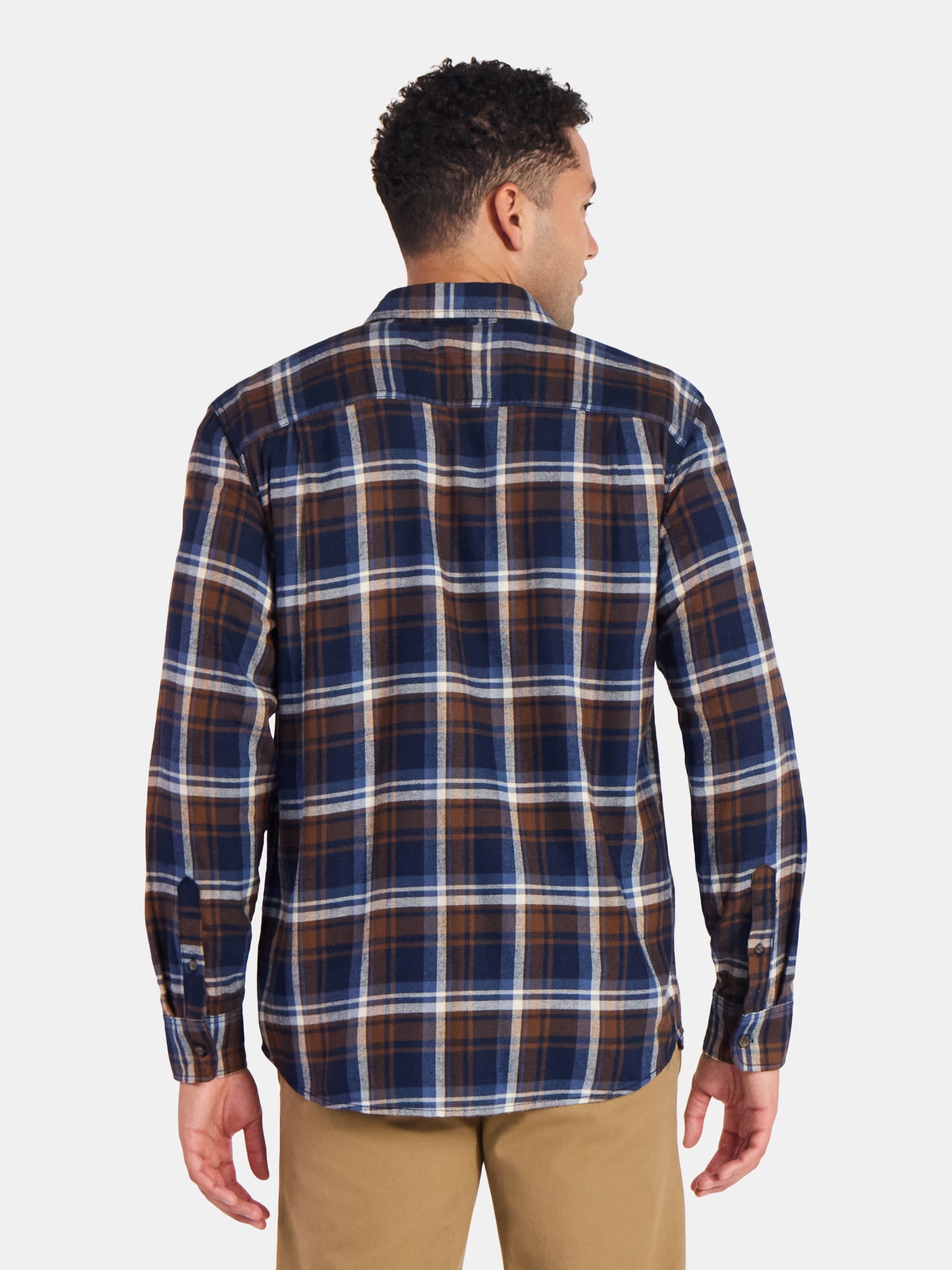 George Men's & Big Men's Relaxed Fit Double Pocket Flannel Shirt, Sizes XS-3XLT