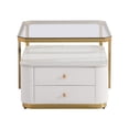 thumbnail image 4 of Nesting Coffee Table Set of 2, Square Coffee Table with Drawers and Electroplated Gold Legs, Modern End Tables, Living Room Side Tables for Bedroom Apartment, 4 of 9
