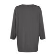 thumbnail image 4 of Women Casual Round Neck 3/4 Sleeve Top Ribbed Knit Brushed Fabric Solid Color Soft Warm Loose Fit Daily Wear Fashion Ladies T Shirt Dark Gray M, 4 of 6
