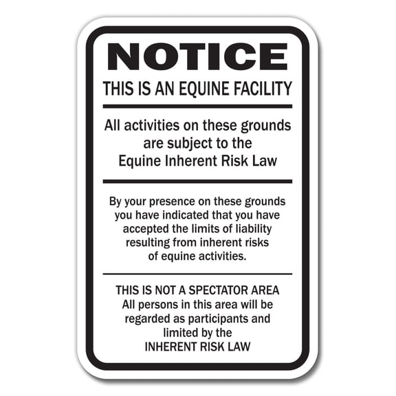 SignMission WS-D-1014-Supplemental Sign This is An Equine Facility Supplemental Equine Liability Sign