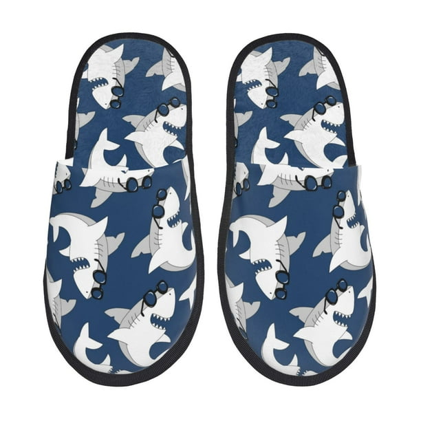 Fotbe Shark Pantuflas Peludas para Mujer con Estampado, Zapatillas de Peluche, Zapatos de Invierno para Casa, Uso Interior y Exterior-Large