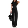 thumbnail image 1 of Conjunto de Dos Piezas para Mujer, Estilo Casual, Ideal para Estar en Casa. Incluye Top de Larga Ligeramente Corto y Pantalón de Pierna . Negro - Corto S, 1 of 8
