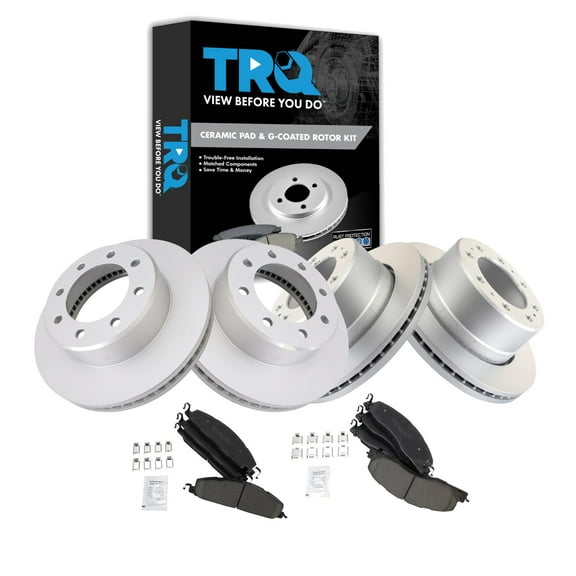 TRQ Front and Rear Brake Pad & Rotor Kit Brake Pads Brake Rotor Ceramic Premium G-Coated Fits Select 2009-2010 Dodge Ram 2500 Ram 3500 2011-2018 Ram 2500 3500