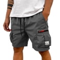 thumbnail image 3 of IAJDKMEK Men's Cargo Shorts with Pockets - Elastic Waist Hiking Shorts, Running Shorts, and Classic Work Shorts for Daily Wear,Dark Gray L, 3 of 8