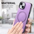 thumbnail image 6 of JTCASES for iPhone 15 Case, PU Leather Shockptoof TPU Shell Magnetic Wireless Charging  Car Mount, Anti-sacratch Shockroof Durable Slim Thin for iPhone 15, Purple, 6 of 12