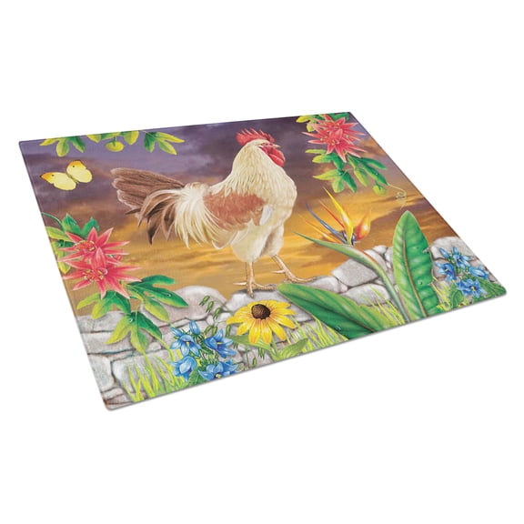 White Rooster Glass Cutting Board Large PRS4025LCB