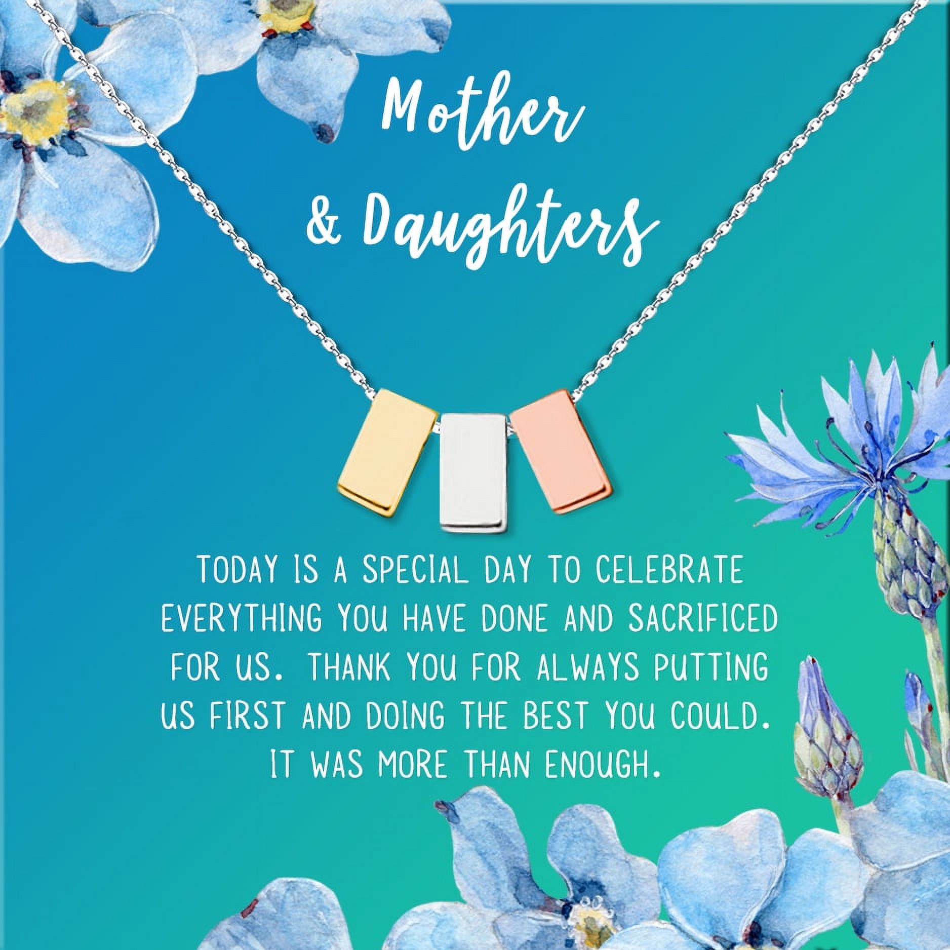 Mother and Daugther Mother's Day Gift, Mother's Day Gift from Daughter, Mother Day Gift Ideas, Necklace and Card Gift for Mom, Gift for Mom, Gift her Her[Multi-Color Triple Cube,Blue-Green Gradient]
