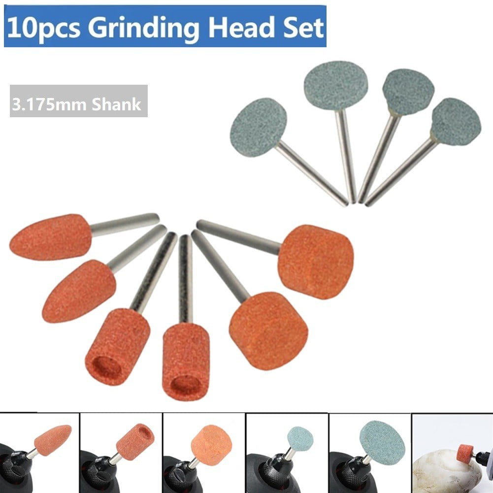 10pcs Shank Abrasive Mounted Stone 3mm Grinding Wheel Head for Rotary Tool Kit 