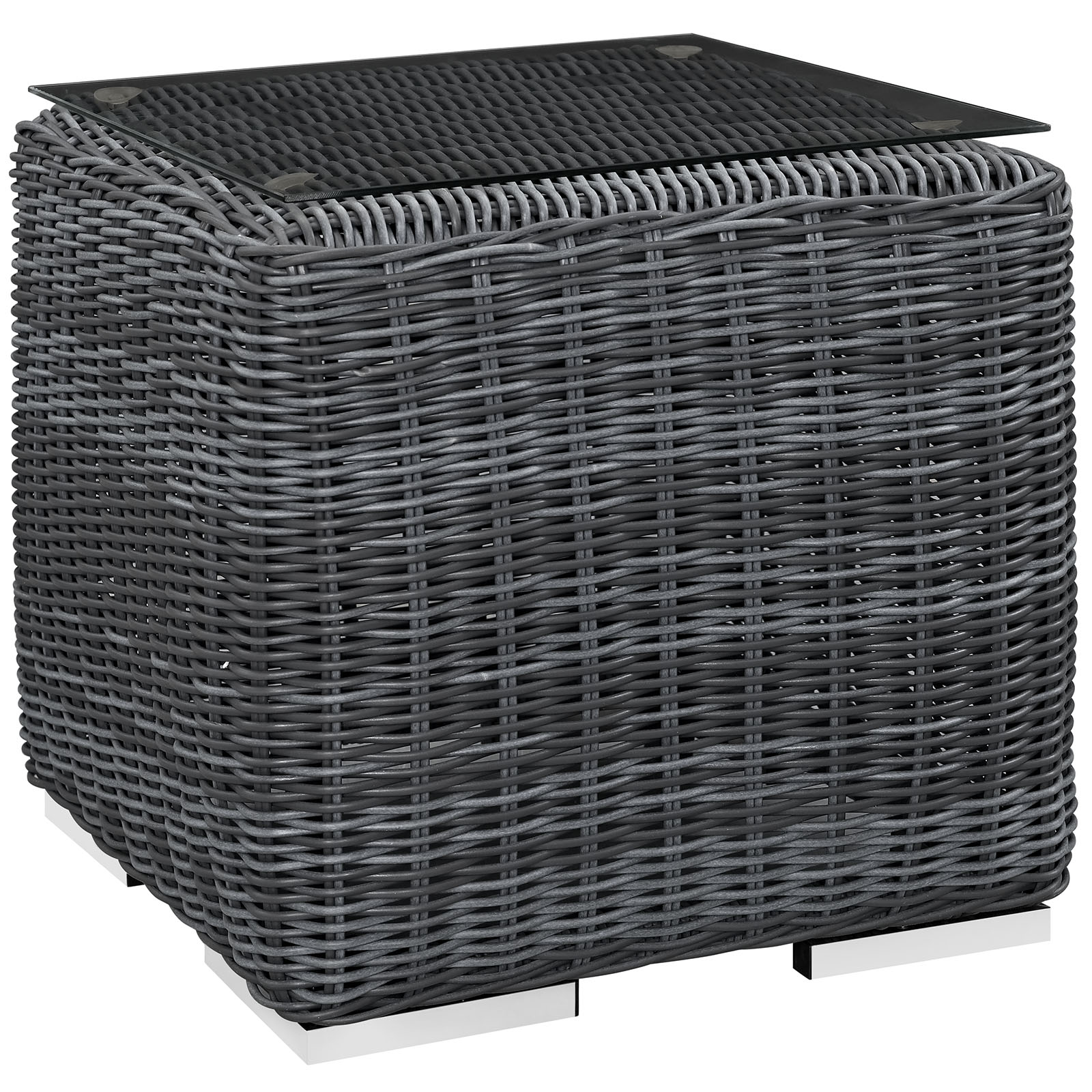 Modern Contemporary Outdoor Patio Side Table, Grey, Fabric, Synthetic Rattan - image 1 of 3