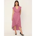thumbnail image 2 of Moomaya Sleeveless V Neck Wrap Solid Rayon Dress - Women's Stylish Wrap Dress, 2 of 9
