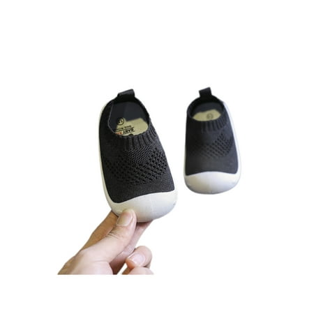 

Avamo Kids Sneakers First Walker Sock Sneaker Breathable Flats School Walking Shoes Sport Soft Sole Knit Upper Black 8C