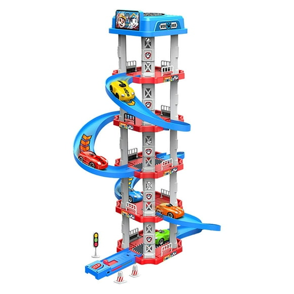 Kids Track Toy Car Race Track, Toddler Toy Launch & Loop Raceway Race Track with 2 Car Ramp Racer Toys for Pretend Play Ages 18+ Months